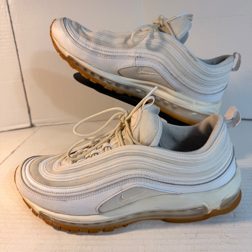 Nike Air Max 97 Womens 11 White Gum Sole Running Shoes 90s style Sneakers AirMax